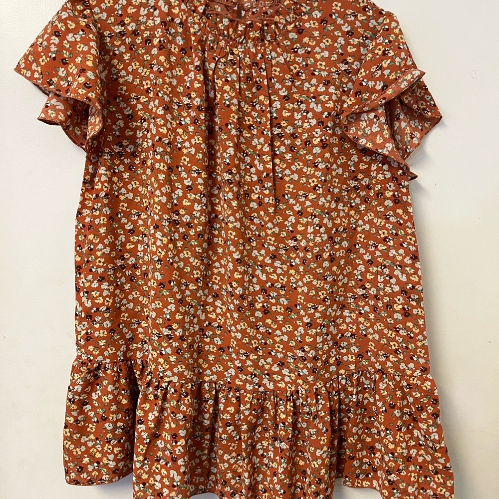 Floral Ruffle Sleeve Blouse